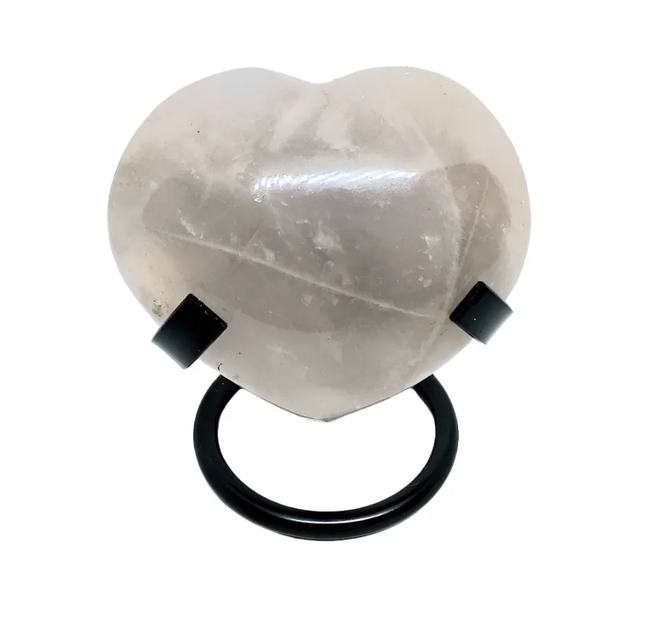 149G Blue Rose Quartz Crystal Heart with Metal Stand