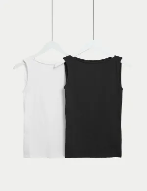 2 pcs. Marks & Spencer cotton vest, black and white