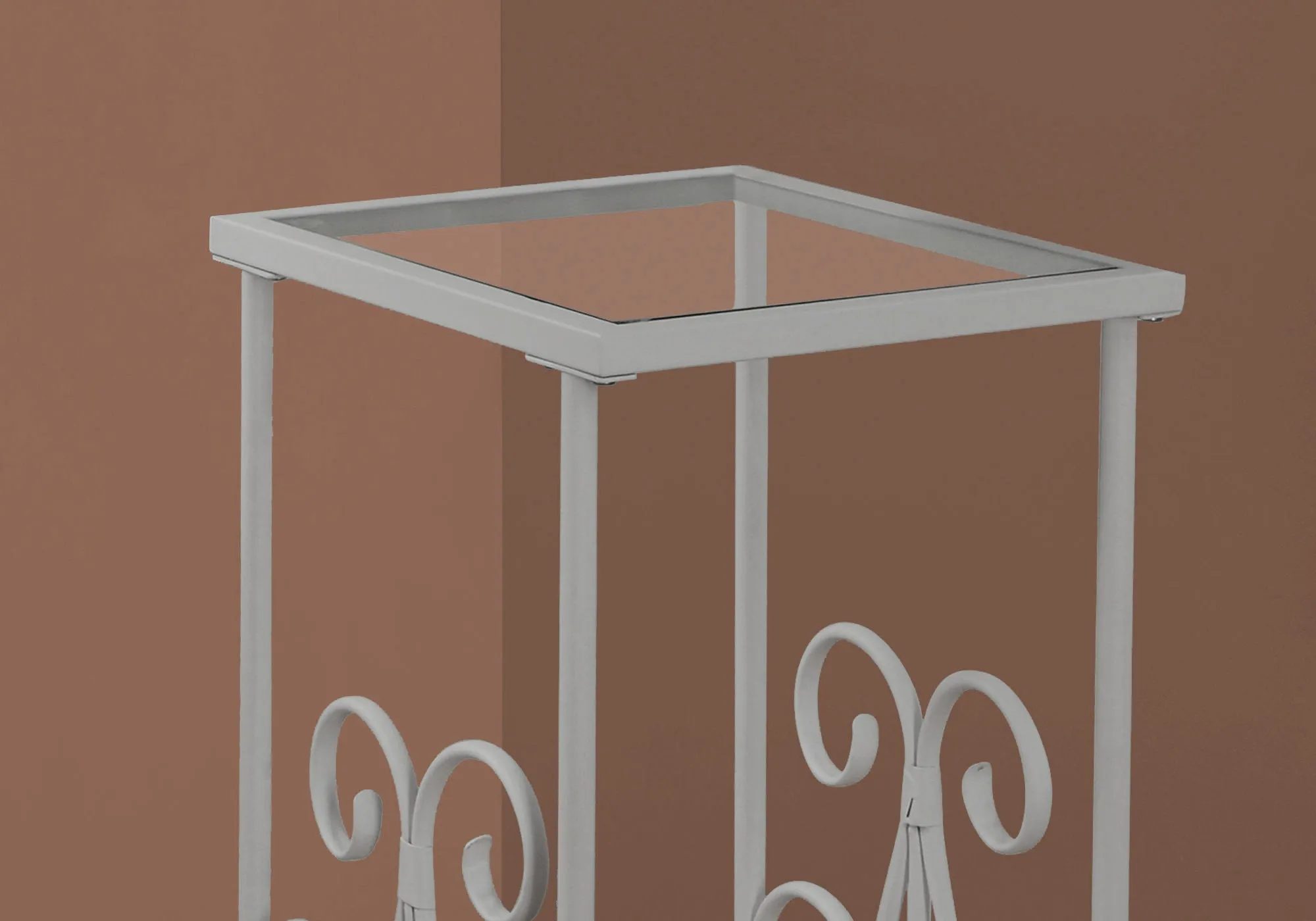 Accent Table - 30"H / Silver Metal With Tempered Glass