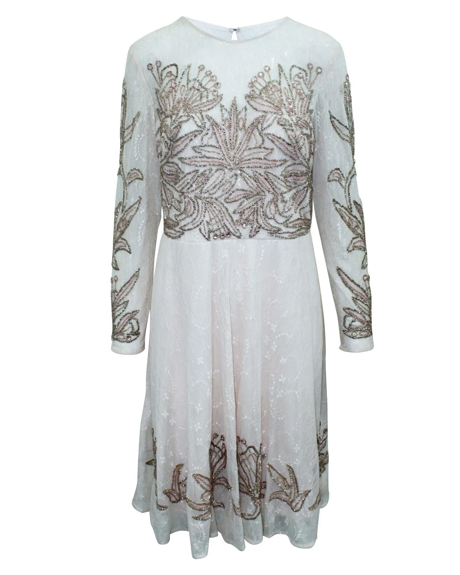 Aidan Mattox Floral Embroidered Mesh Dress