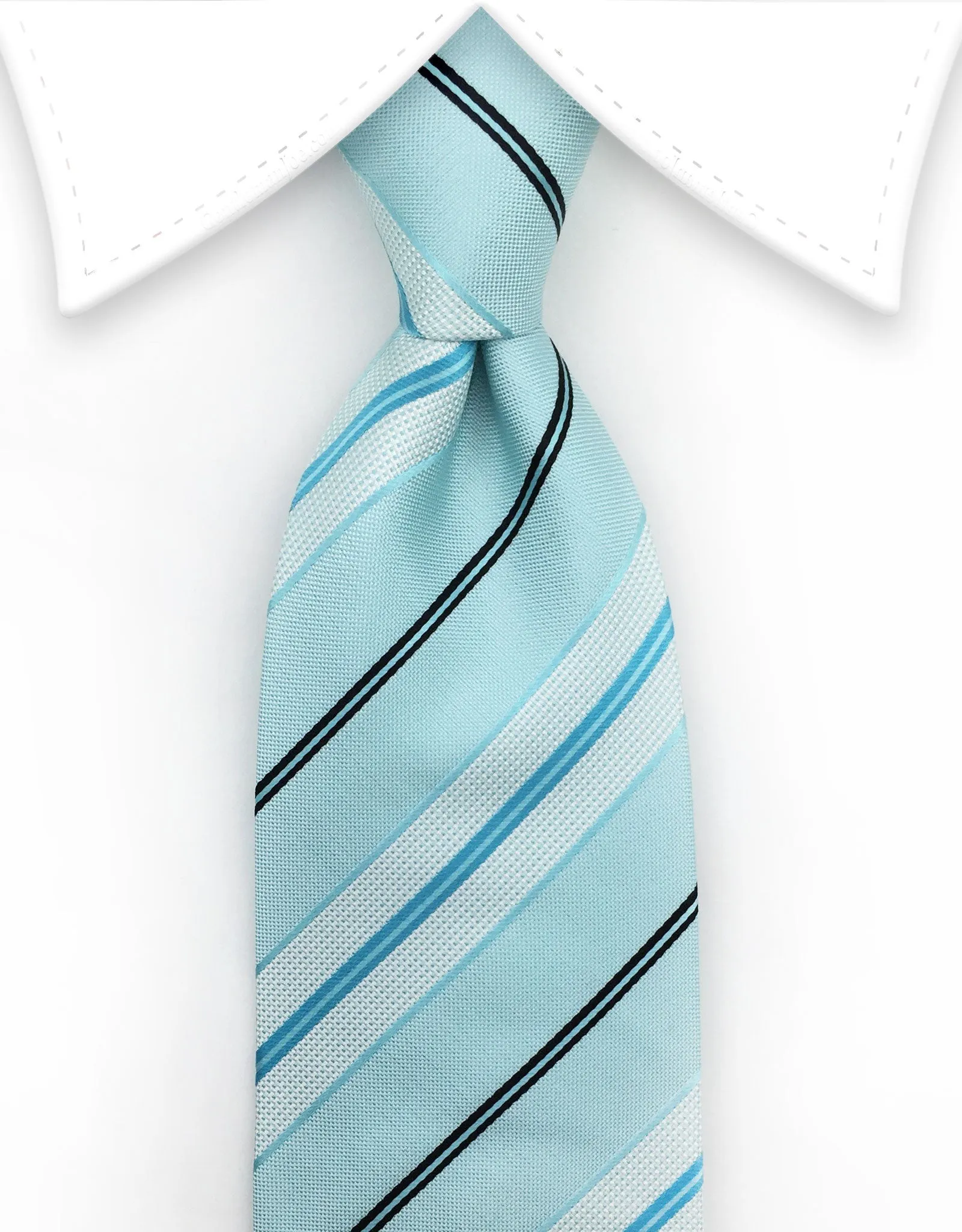 Aqua Turquoise Striped Men's Tie