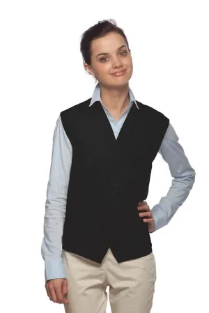 Black 4-Button Unisex Vest with 1 Pocket