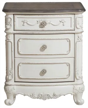 Cinderella Night Stand in Antique White with Grey Rub-Through 1386NW-4