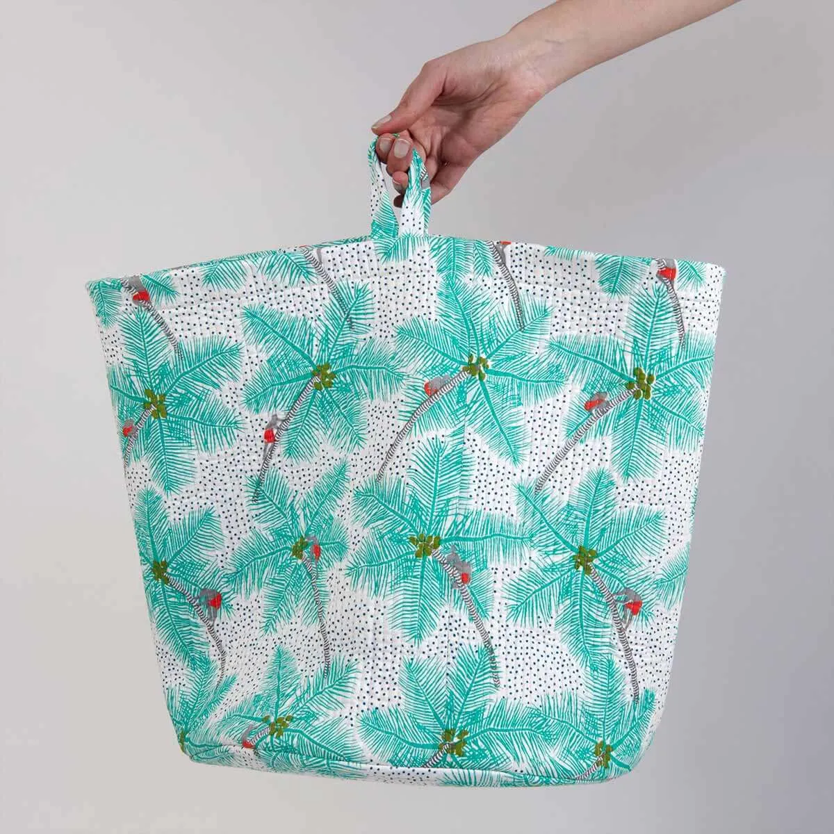 Coconut Palm Pickers Quilted Storage Basket