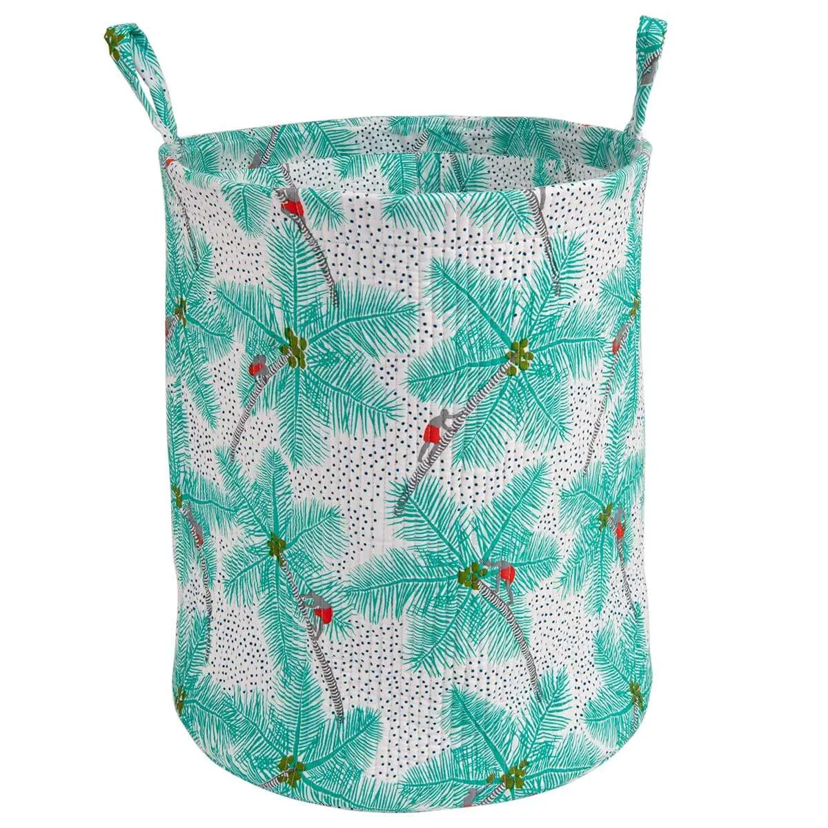 Coconut Palm Pickers Quilted Storage Basket