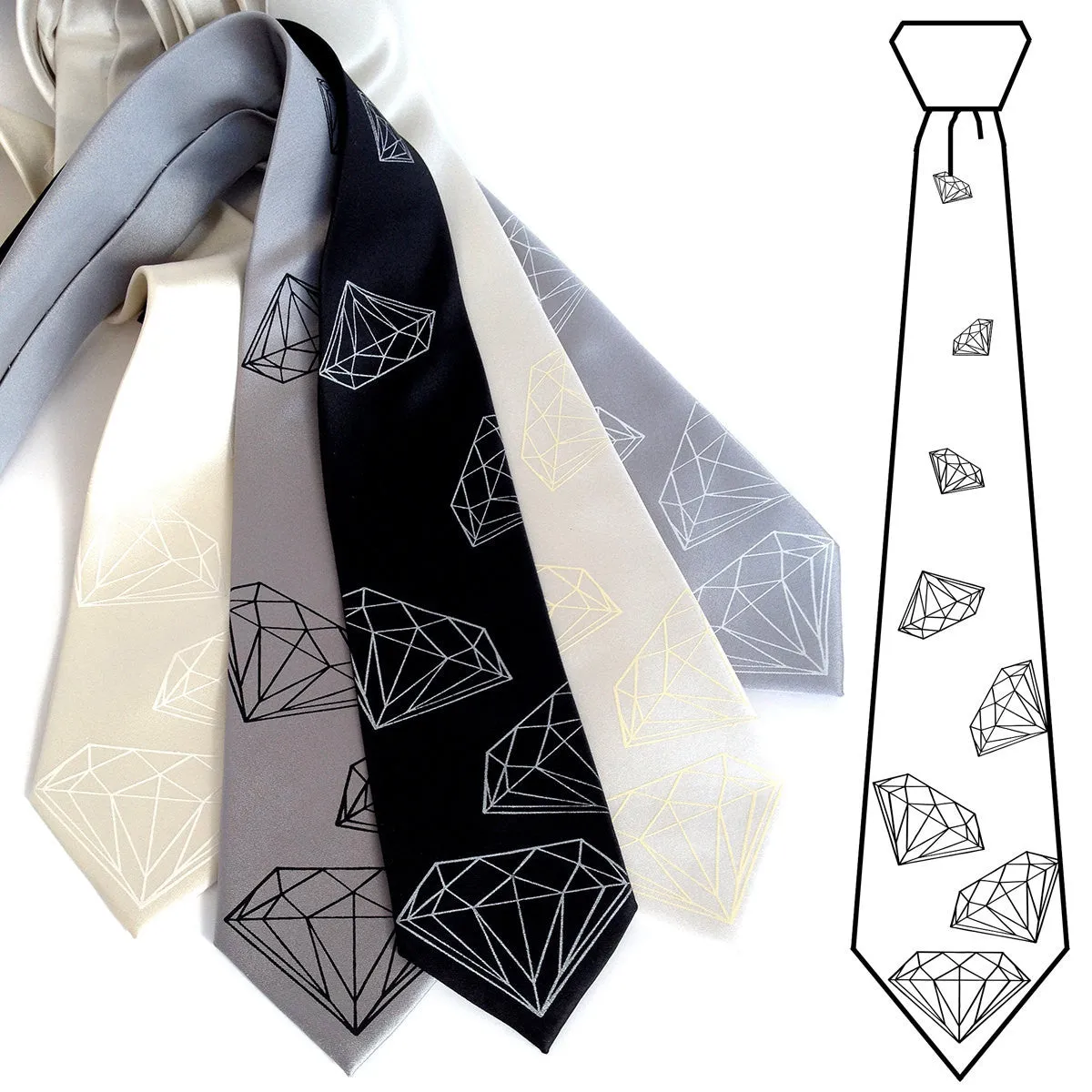 Diamond Print Silk Necktie