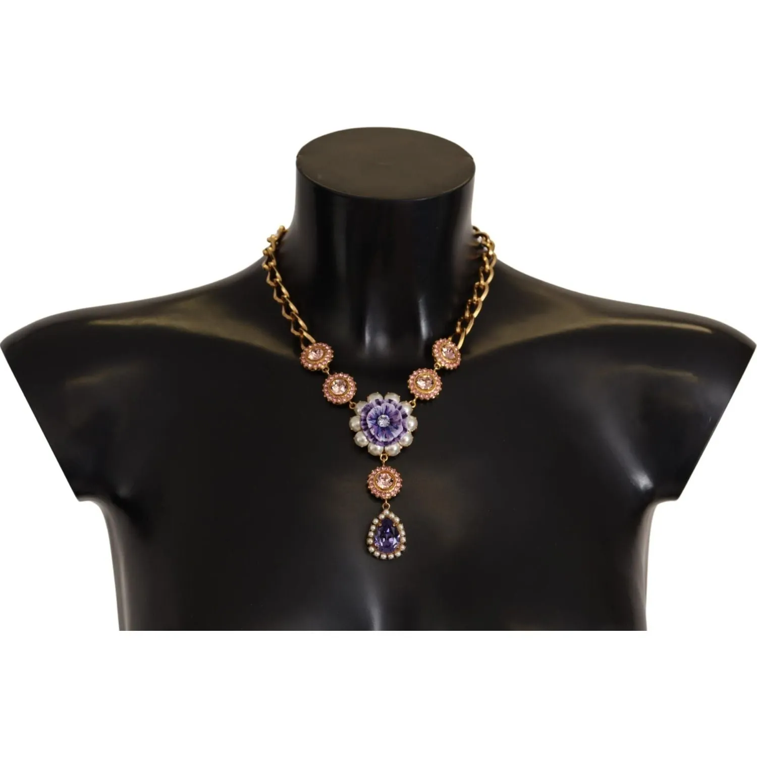 Dolce & Gabbana Elegant Floral Crystal Statement Necklace