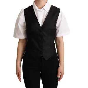 Dolce & Gabbana Elegant Silk Blend Black Waistcoat