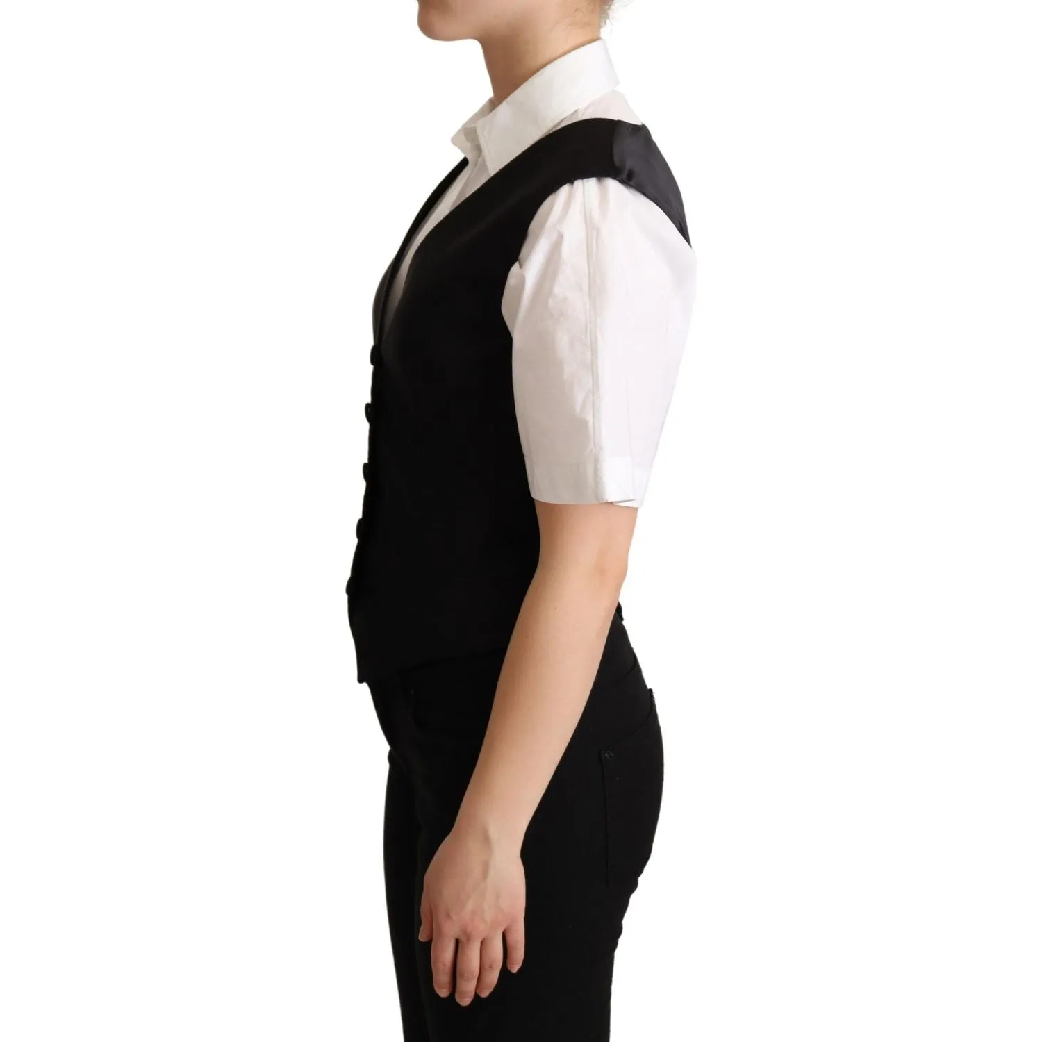 Dolce & Gabbana Elegant Silk Blend Black Waistcoat