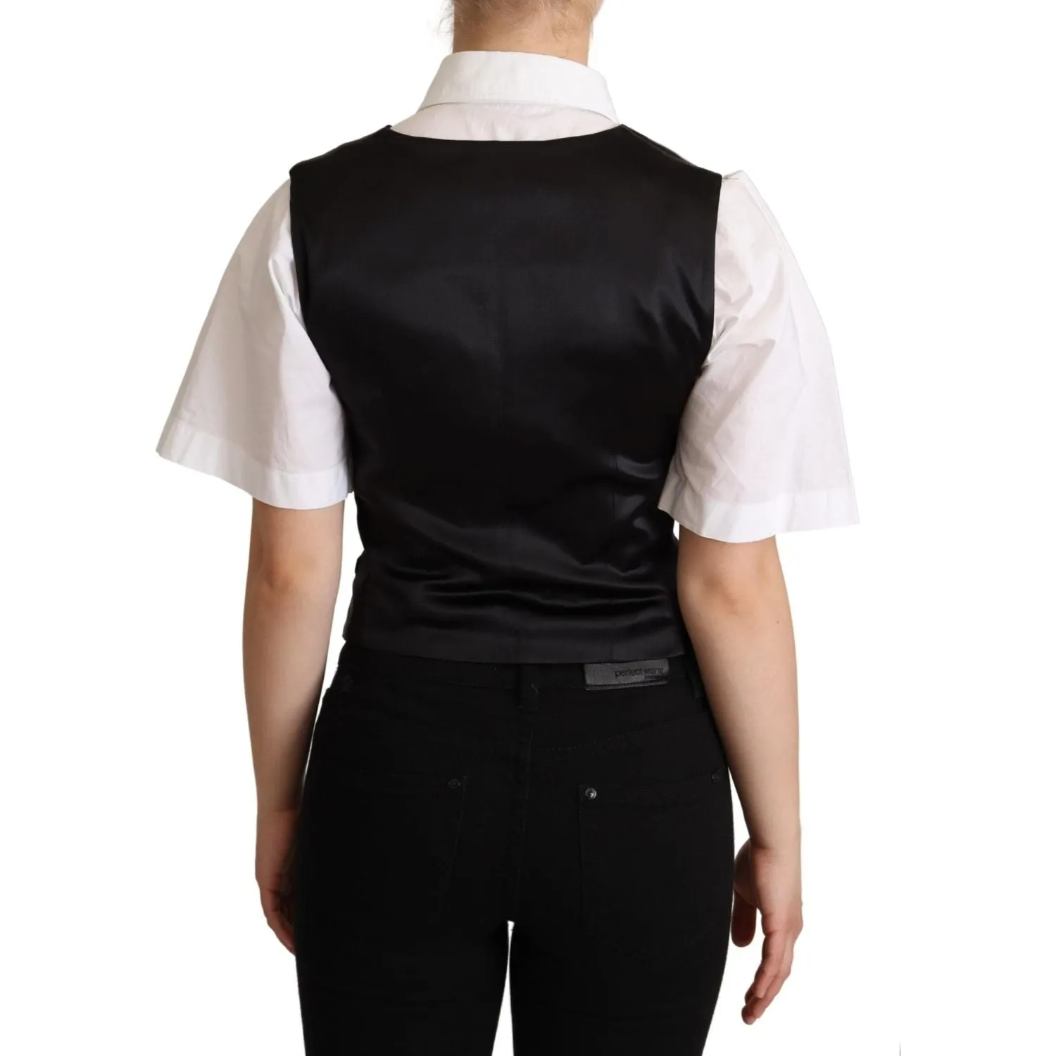 Dolce & Gabbana Elegant Silk Blend Black Waistcoat