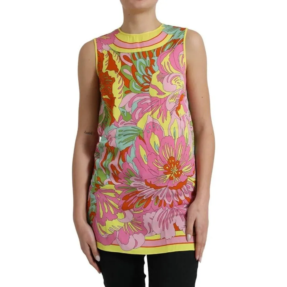 Dolce & Gabbana Multicolor Floral Silk Sleeveless Tank Top