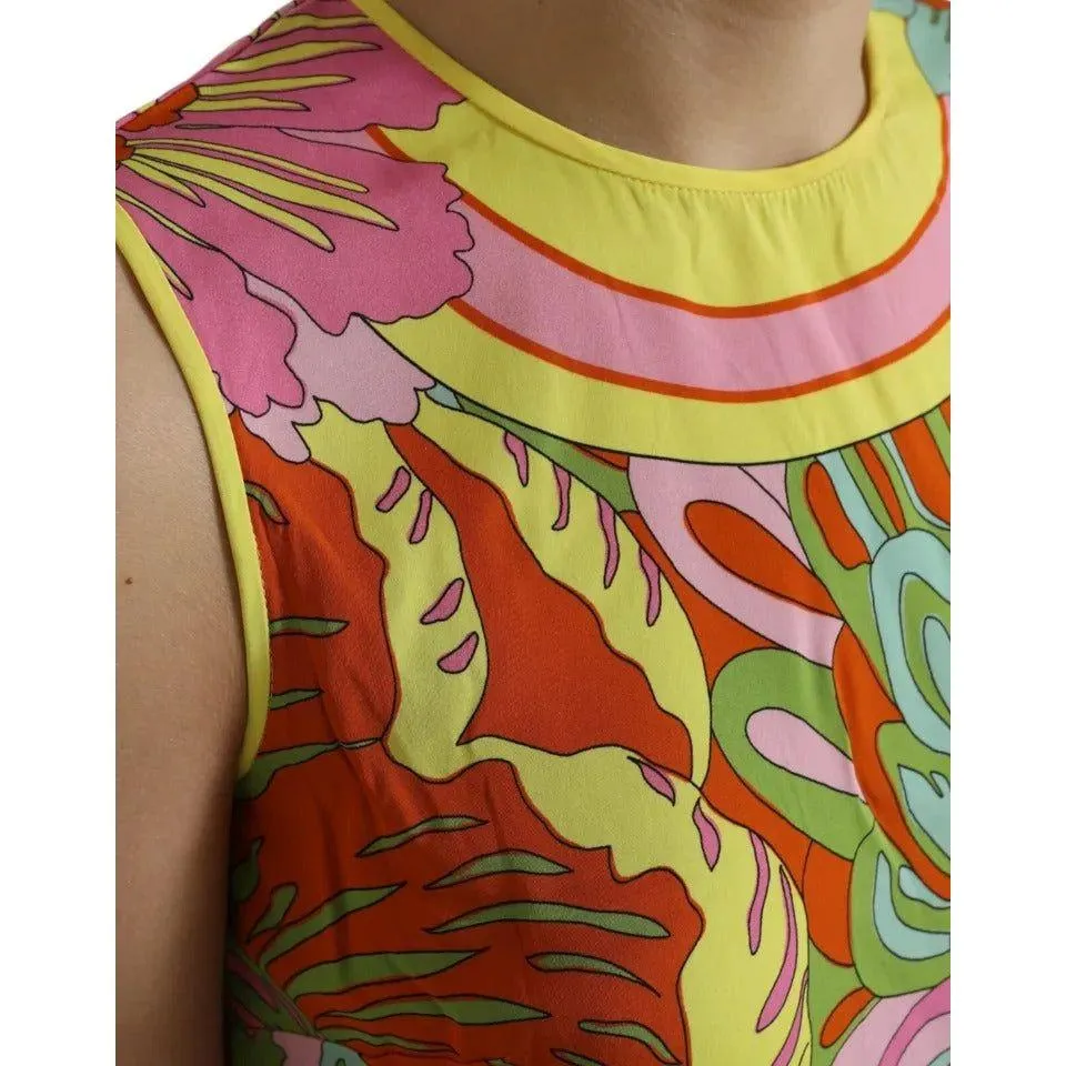 Dolce & Gabbana Multicolor Floral Silk Sleeveless Tank Top