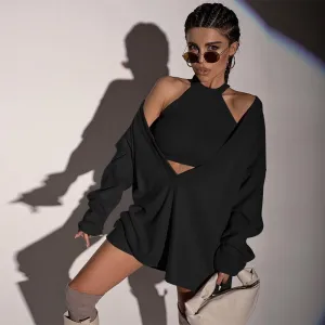 Drop Shoulder Oversized Sweatshirt and Vest