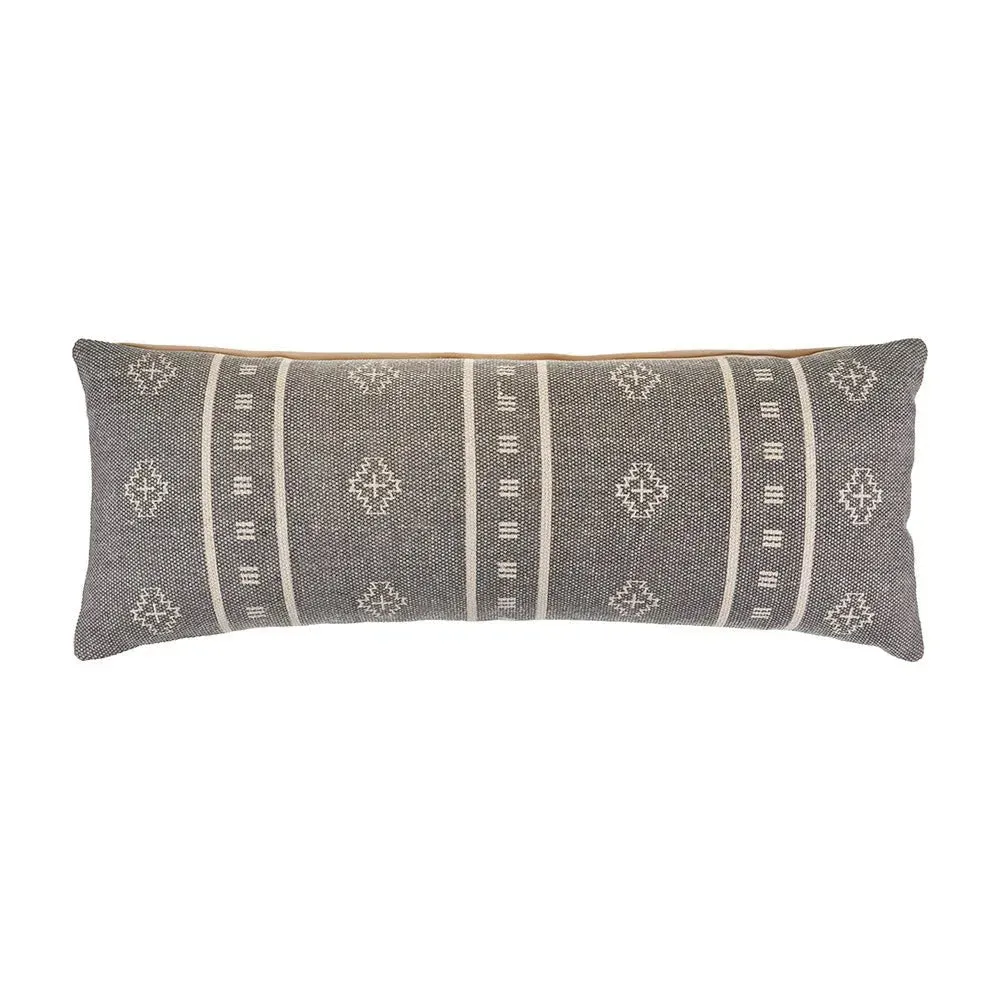 Embroidered Gray and Cream LR04694 Throw Pillow