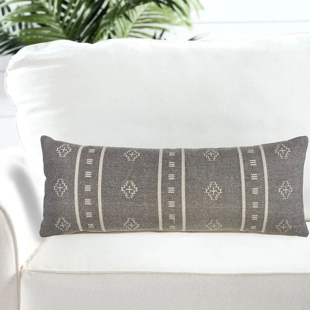 Embroidered Gray and Cream LR04694 Throw Pillow