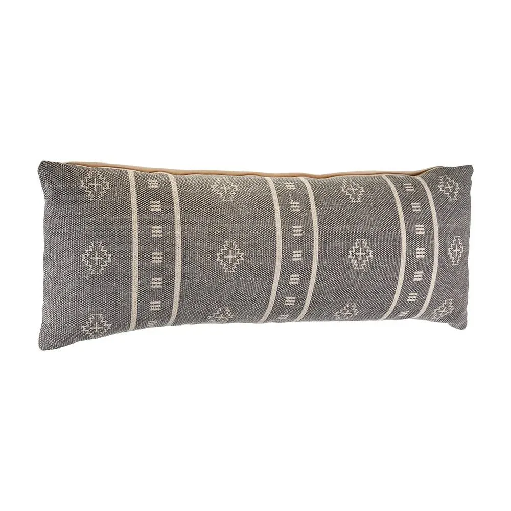 Embroidered Gray and Cream LR04694 Throw Pillow