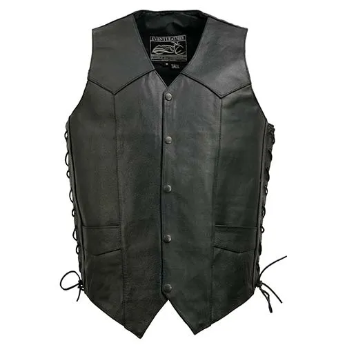 Event Leather EL5315TALL Black Motorcycle Leather Vest for Men's Tall