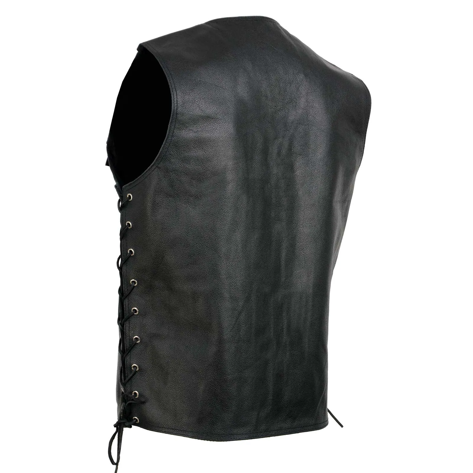 Event Leather EL5360TALL Black Motorcycle Leather Vest Tall Sizes with