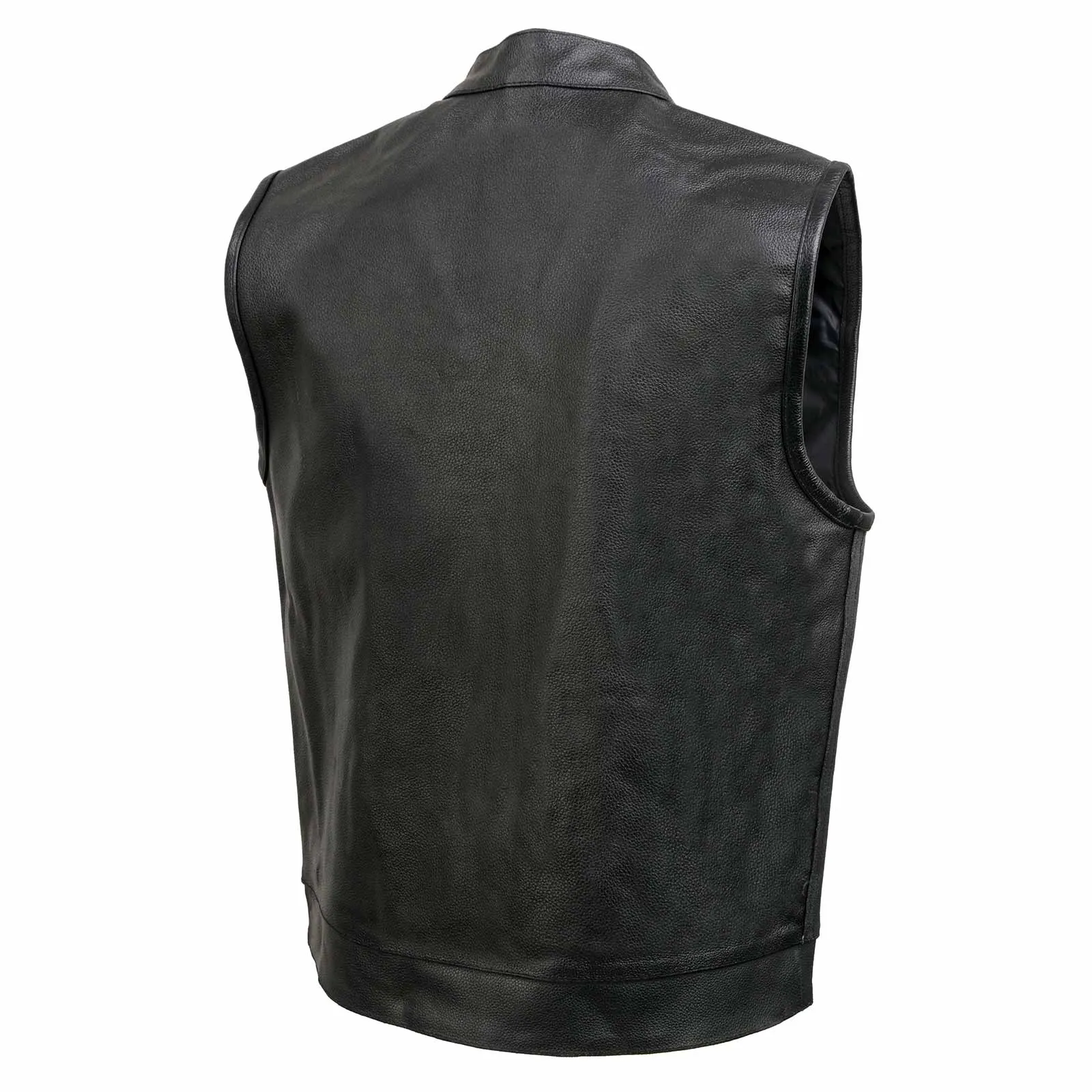 Event Leather ELM3910 Black Motorcycle Leather Vest for Men w/ Dual Closure - Riding Club Adult Motorcycle Vests