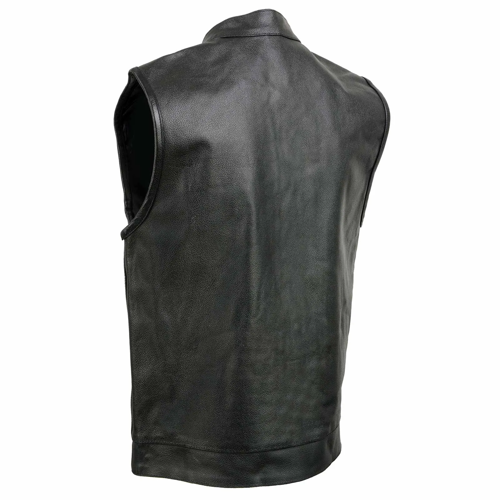 Event Leather ELM3910 Black Motorcycle Leather Vest for Men w/ Dual