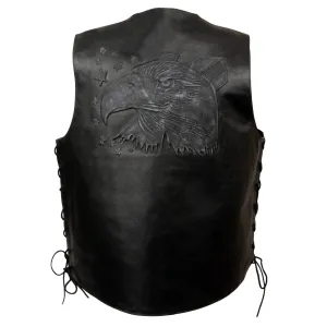 Event Leather ELM3940 Black Motorcycle Leather Side Lace Vest for Men