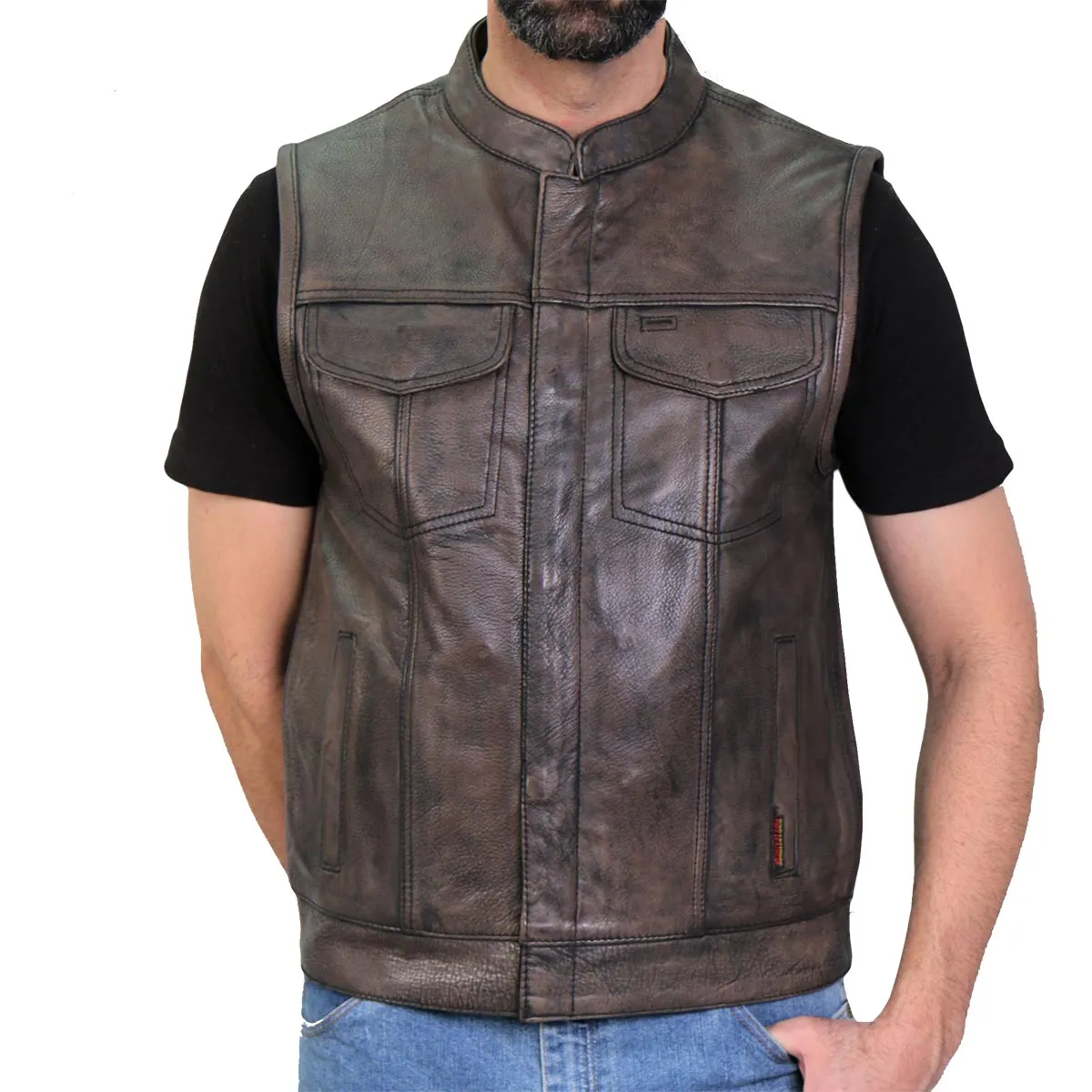 Hot Leathers VSM1035 Men's Distressed Brown 'Conceal and Carry' Club