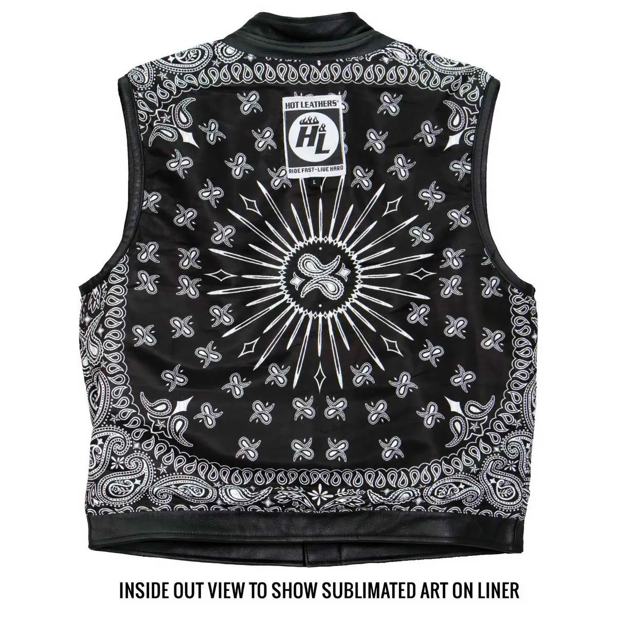 Hot Leathers VSM1049 Men's Black 'Paisley' Conceal and Carry Motorcycle Club Style Leather Vest