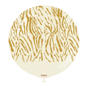 Kalisan 24" Safari Tiger Printed White Sand (Gold) Latex Balloon, 1 piece