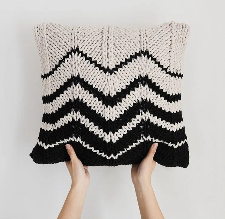 Knitted Black White Pillow