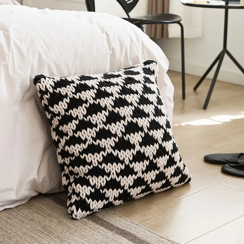 Knitted Black White Pillow