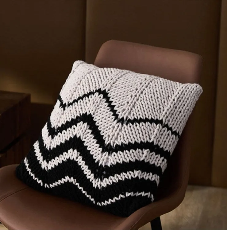 Knitted Black White Pillow