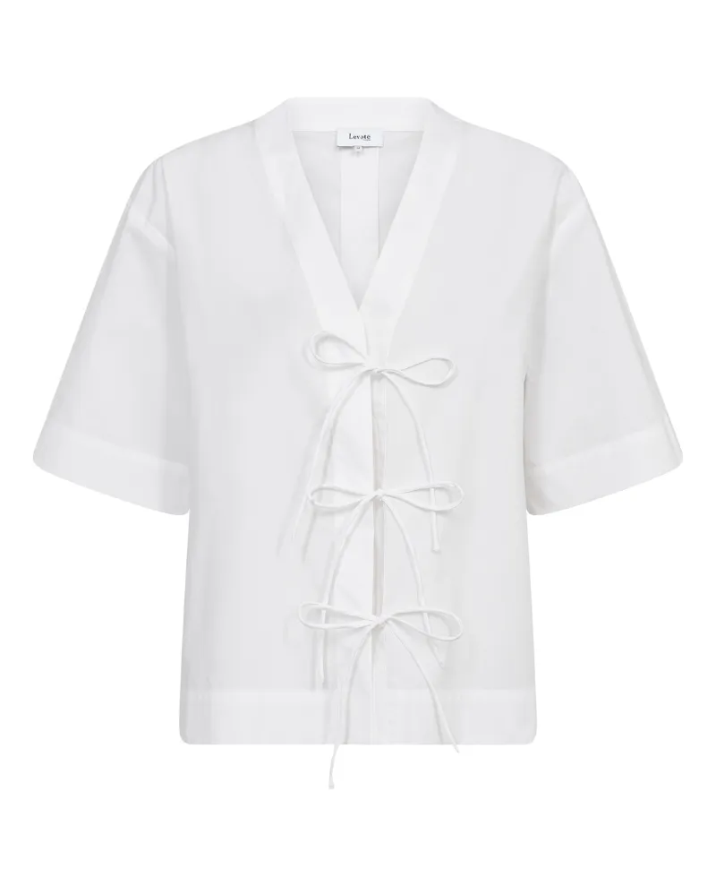 Levete Room Bradie White Cotton Bow Blouse