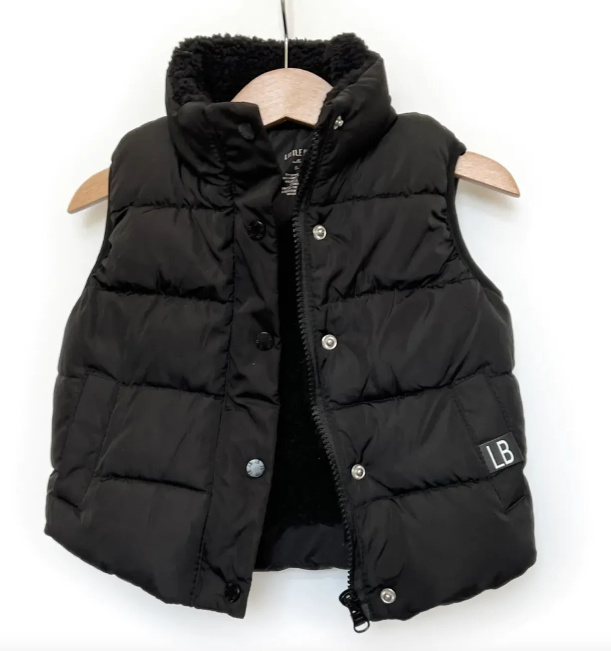 Little Bipsy - Sherpa Lined Puffer Vest in Black