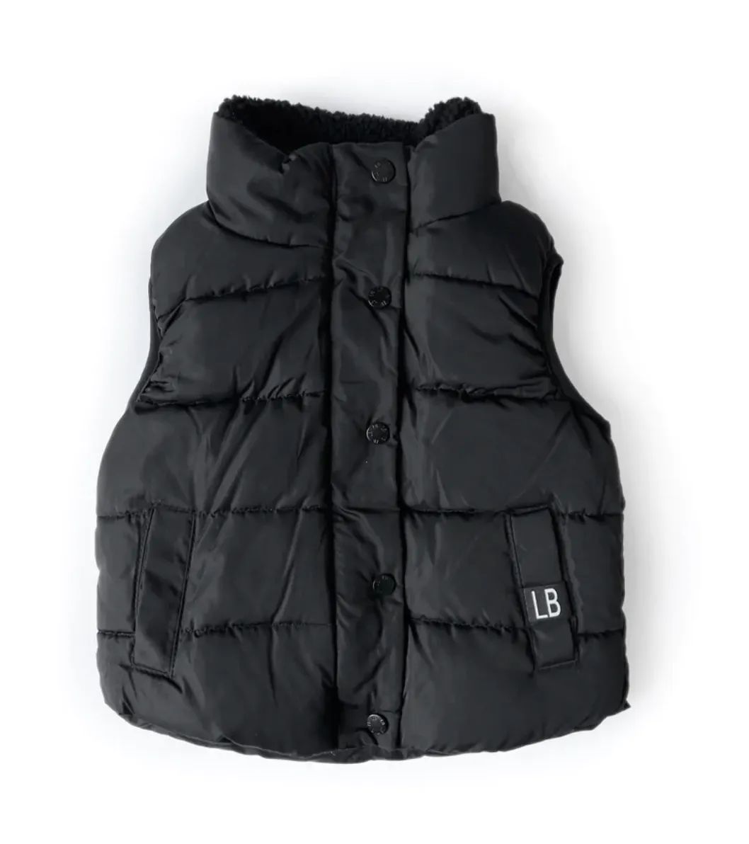 Little Bipsy - Sherpa Lined Puffer Vest in Black