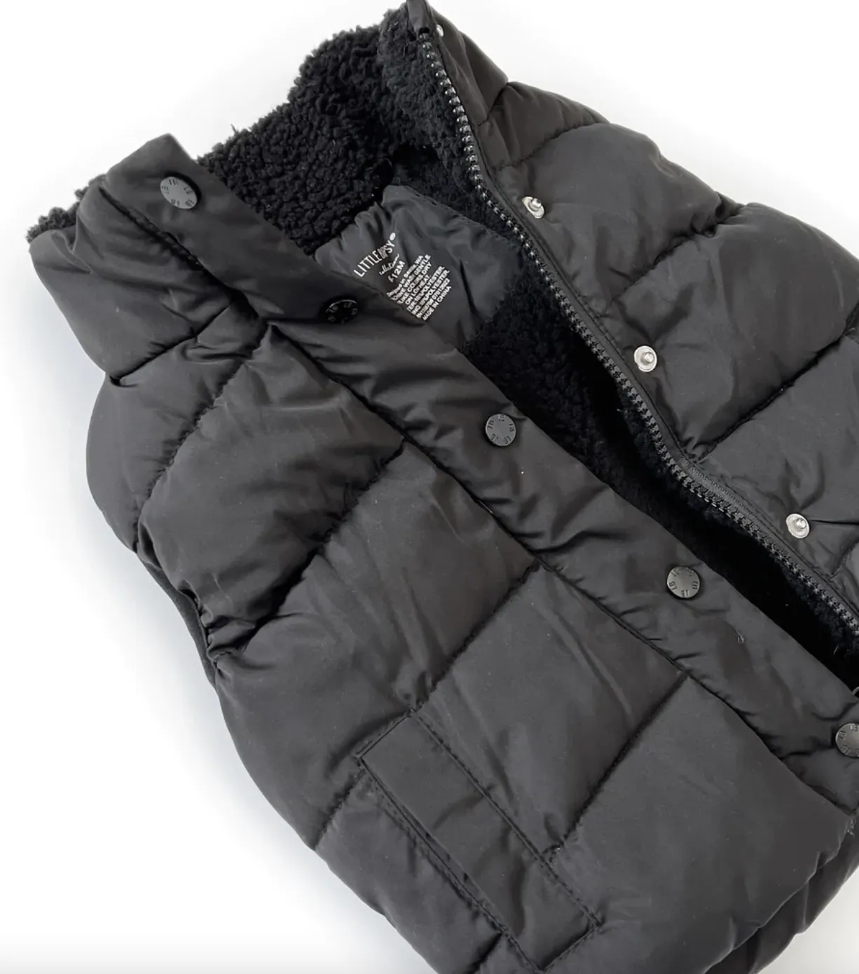 Little Bipsy - Sherpa Lined Puffer Vest in Black