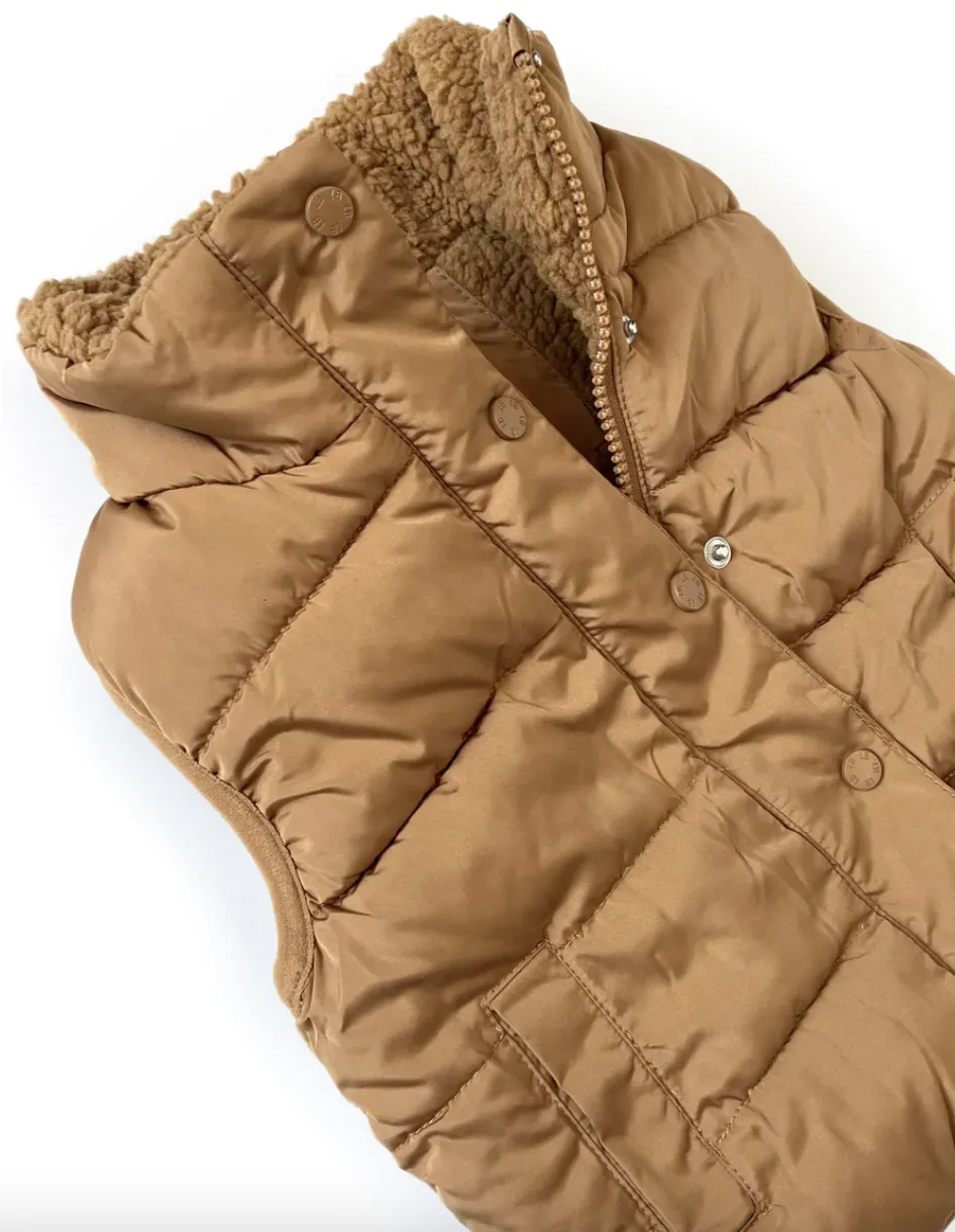 Little Bipsy - Sherpa Lined Puffer Vest in Camel