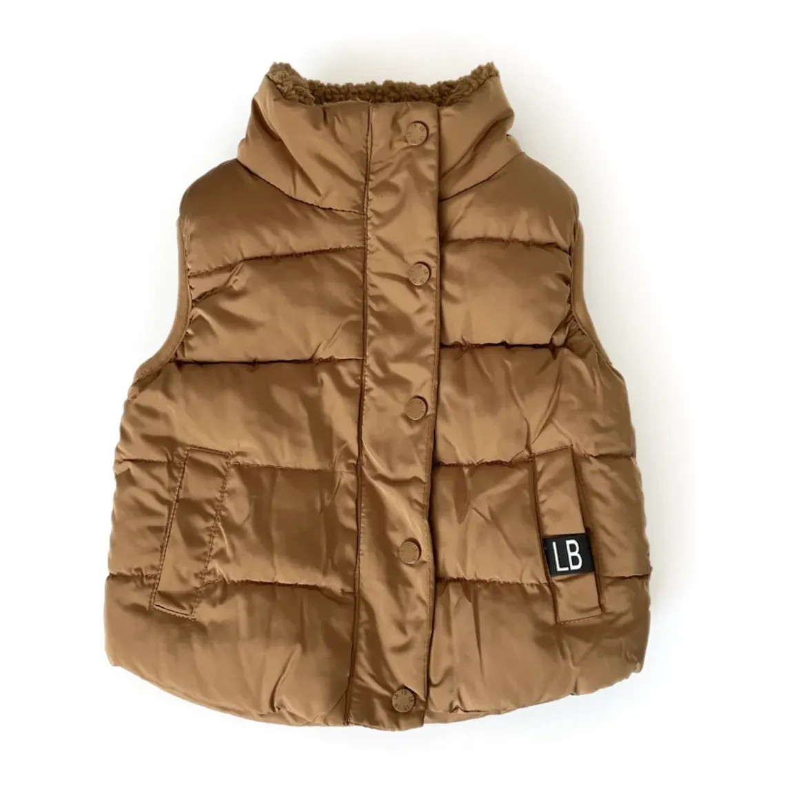 Little Bipsy - Sherpa Lined Puffer Vest in Camel