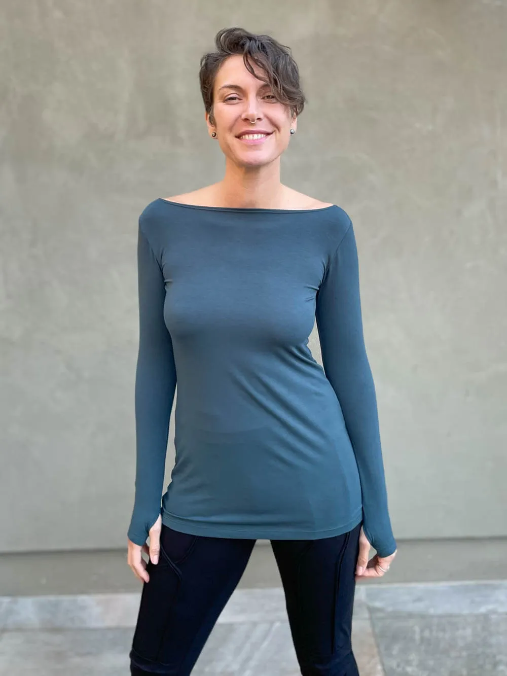 Long Sleeve Boatneck Top