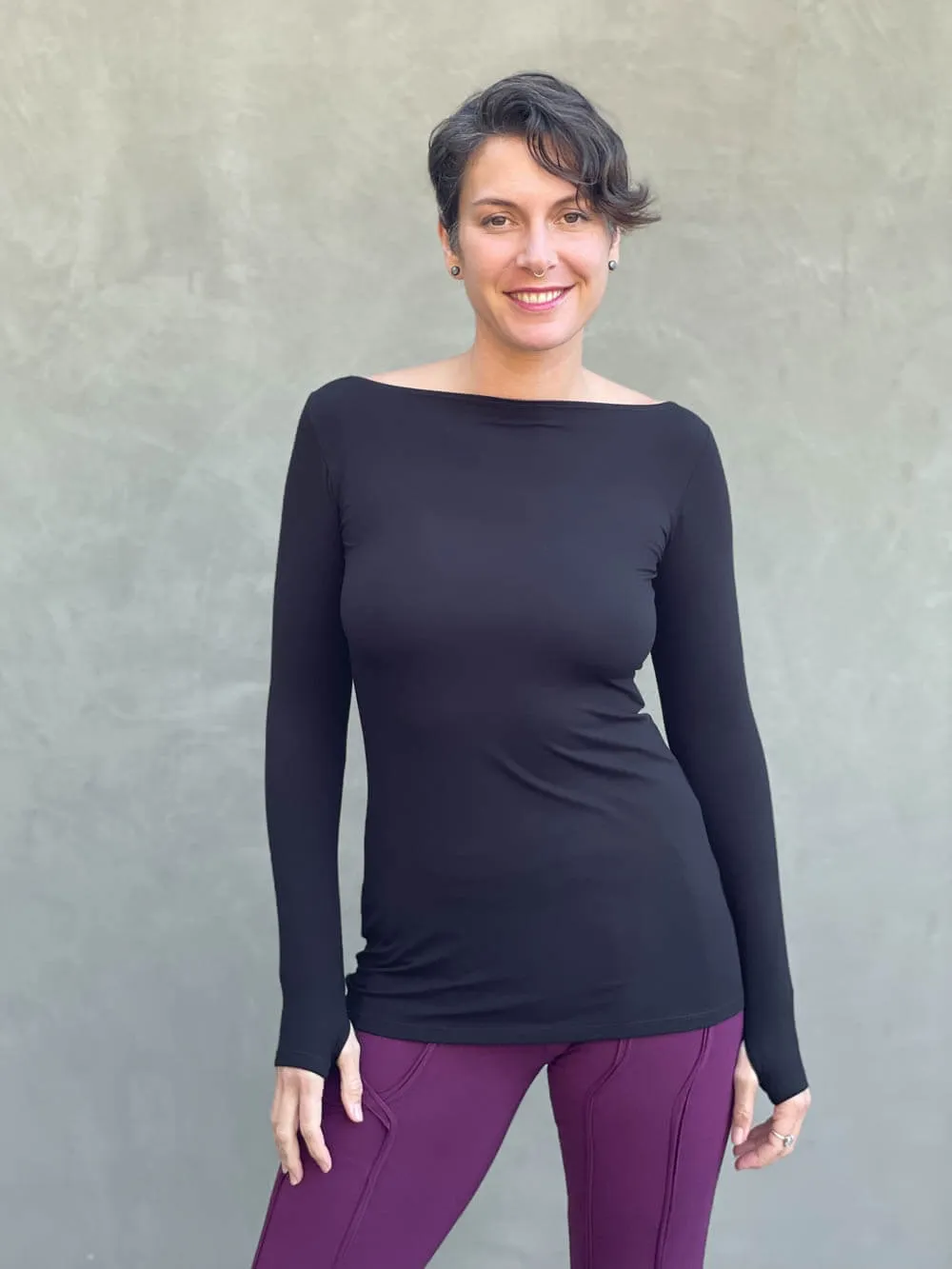 Long Sleeve Boatneck Top