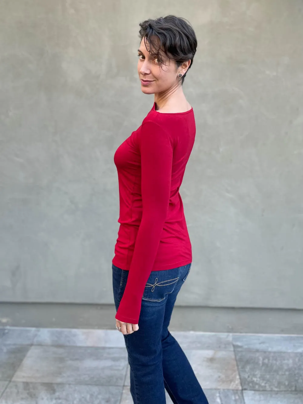 Long Sleeve Boatneck Top