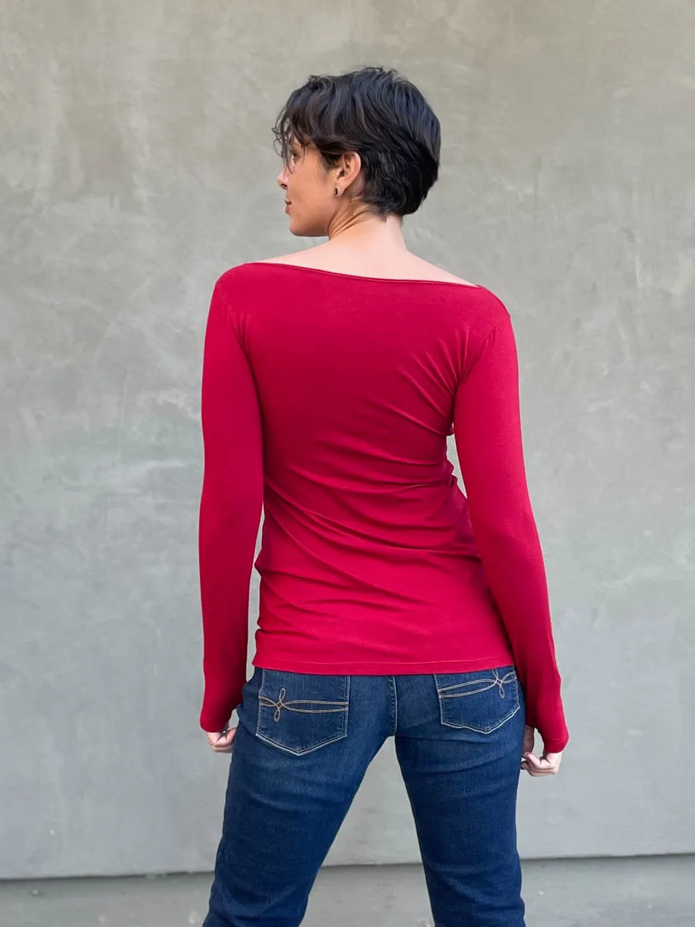 Long Sleeve Boatneck Top