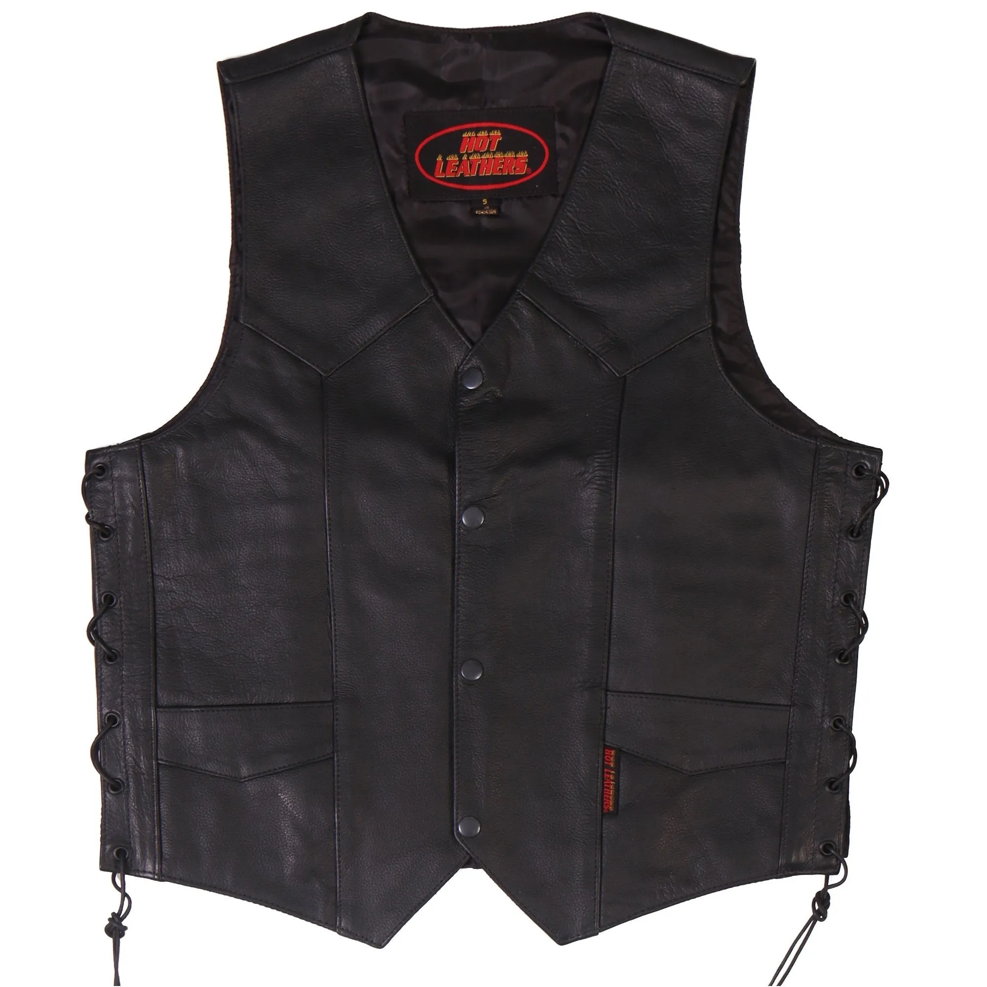 Men's Cowhide Leather Vest w/ Side Lace, VSM1033-HL