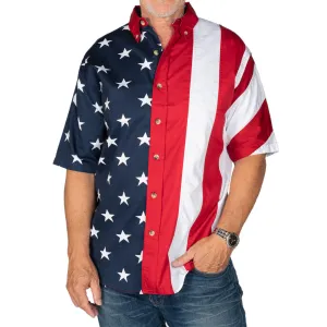 Men's Stars and Stripes 100% Cotton Button Down Shirt