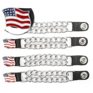 Milwaukee Leather American Flag Vest Extender - Double Chrome Chains