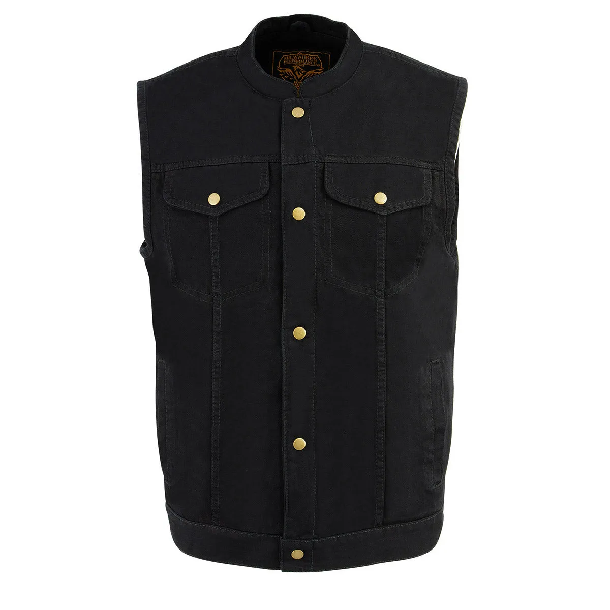 Milwaukee Leather DM2238 Men's Classic Black Denim Club Style Vest