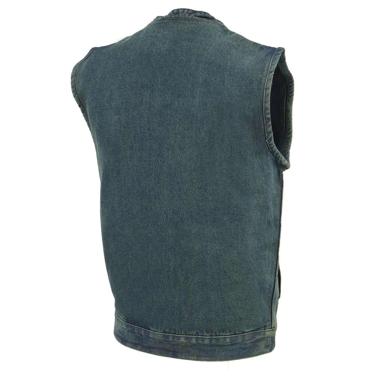 Milwaukee Leather DM2238 Men's Classic Blue Denim Club Style Vest with Snap Button Closure