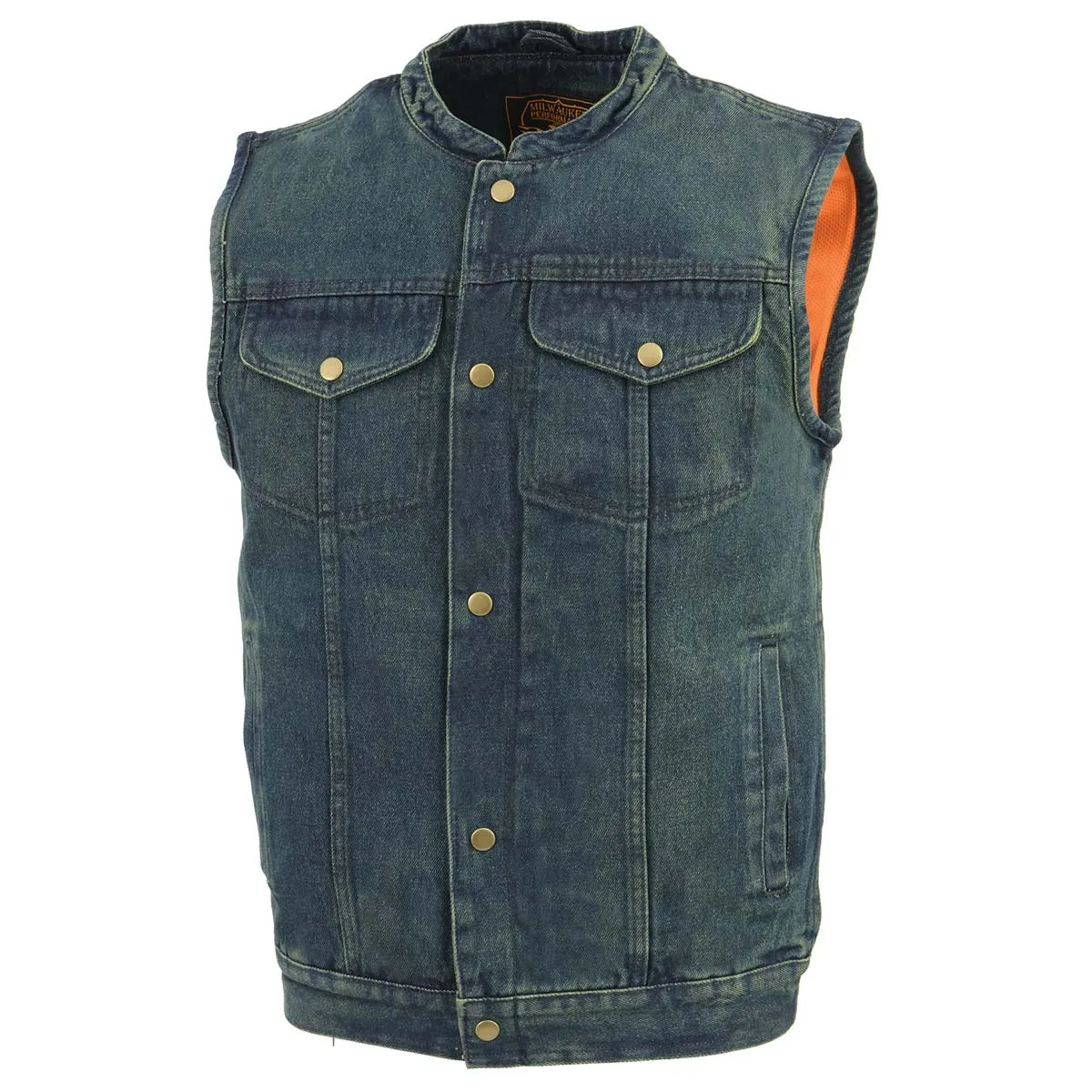 Milwaukee Leather DM2238 Men's Classic Blue Denim Club Style Vest with