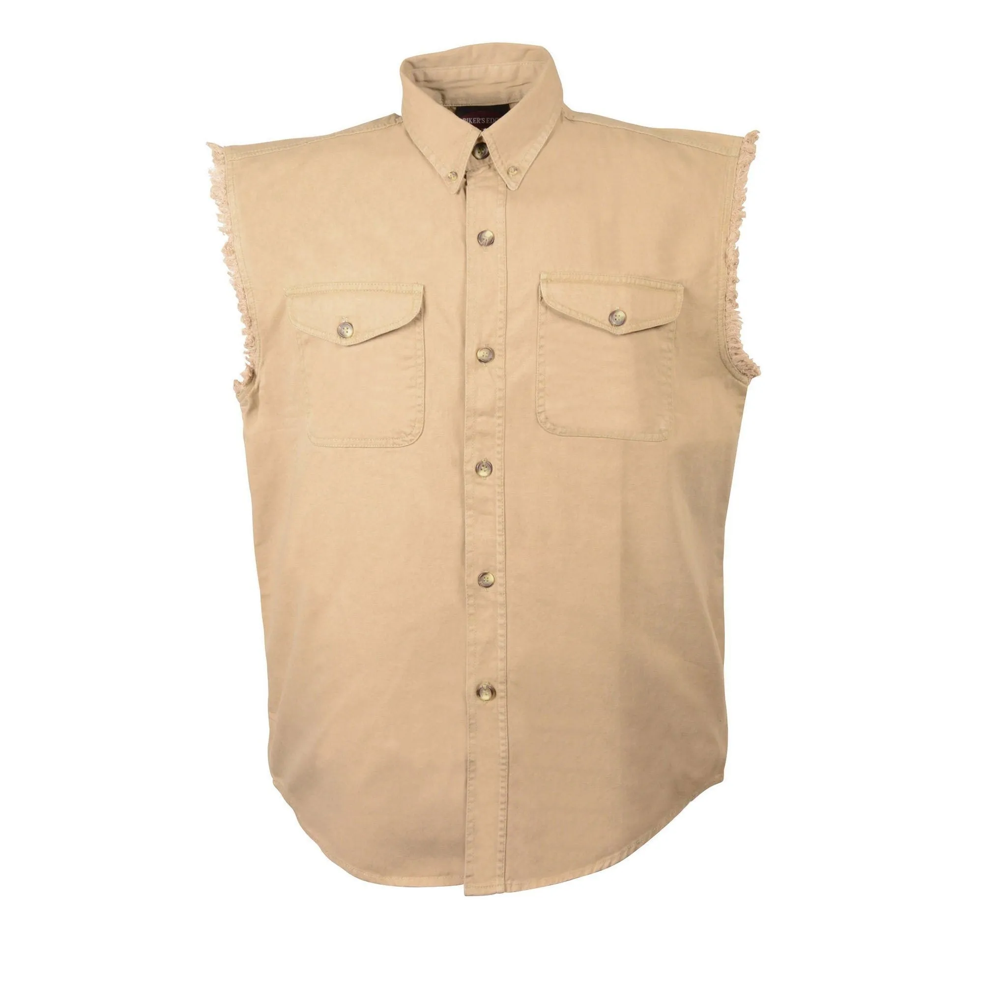 Milwaukee Leather DM4005 Men's Beige Lightweight Sleeveless Denim Shirt