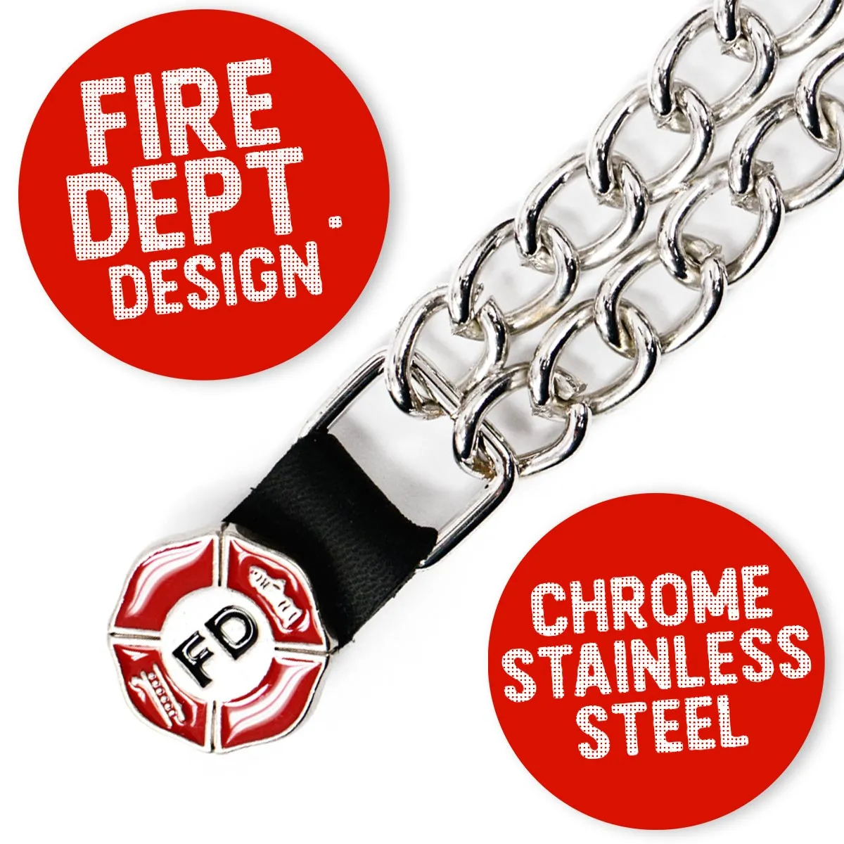 Milwaukee Leather Fire Department Medallion Vest Extender - Double Chrome Chains Genuine Leather 6.5" Extension MLA1012-Single