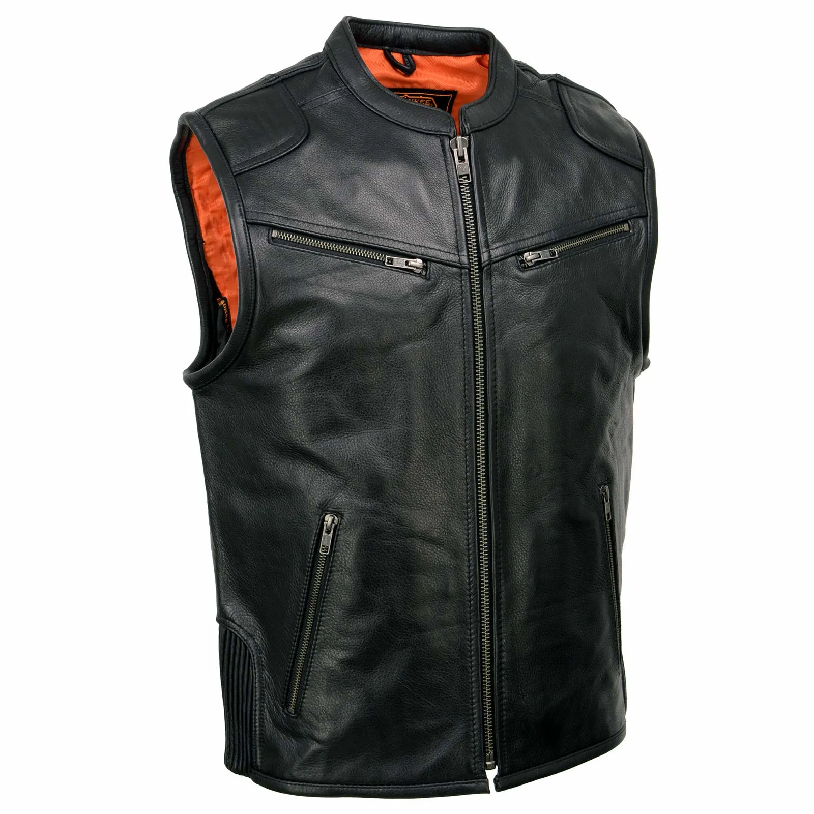 Milwaukee Leather MLM3502 Men's Black Cool-Tec Leather Vest Front